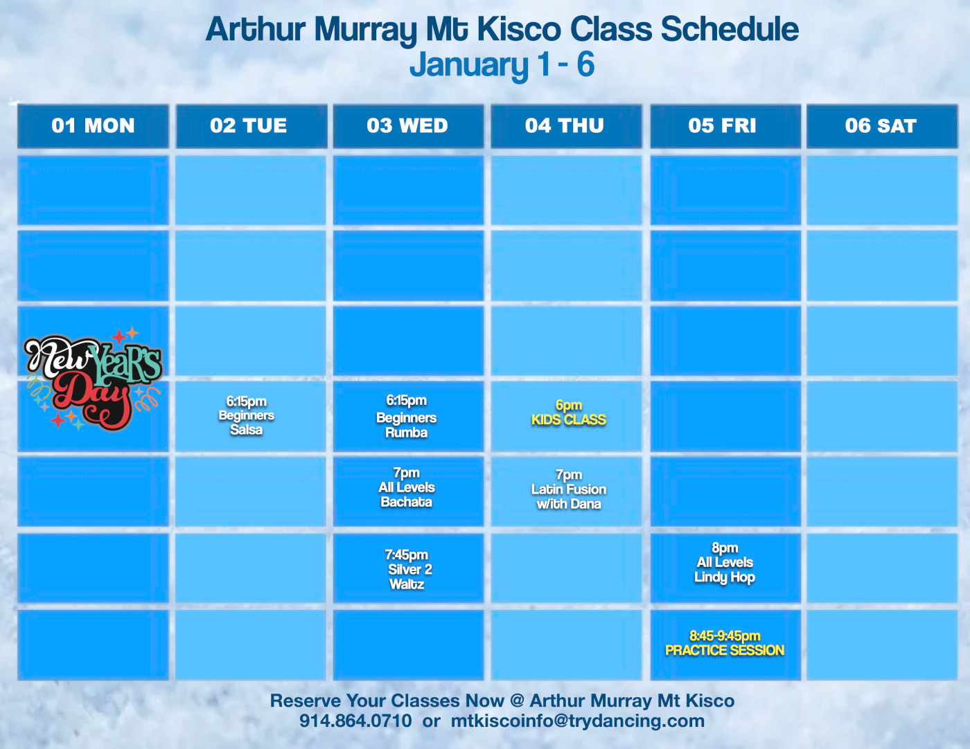 Mount Kisco Studio Calendar, Mt. Kisco Dance, Wedding Dance Lessons